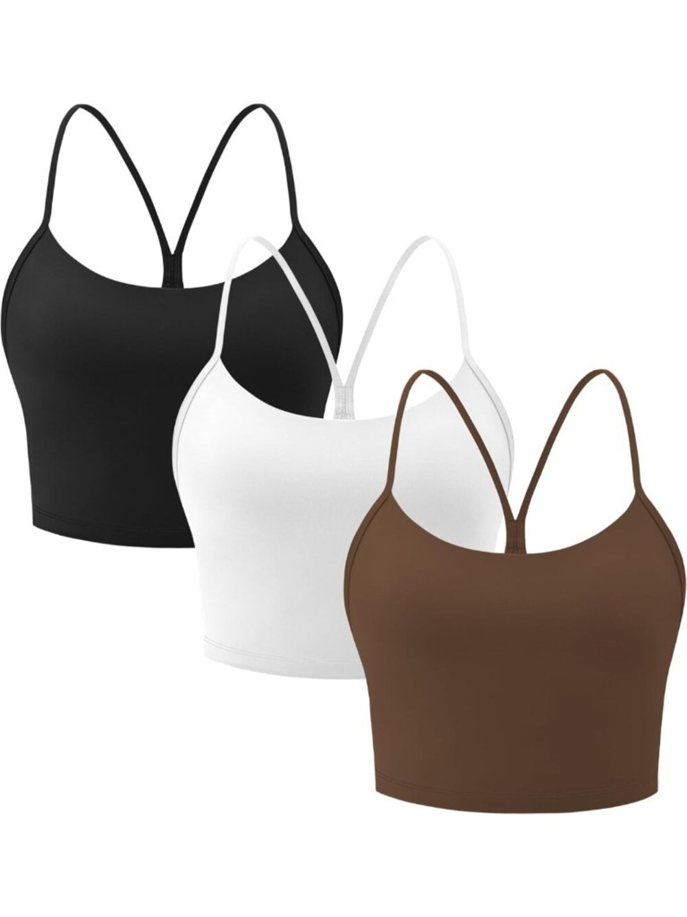 3-Pack Y Back Longline Sports Bras for Women - Padded Yoga Workout Crop Tops